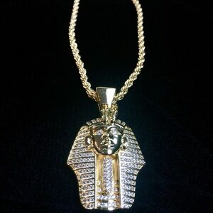 EGYPTIAN PHARAOH PENDANT NECKLACE CHAIN MADE ITALY *LIFETIME WARRANTY*